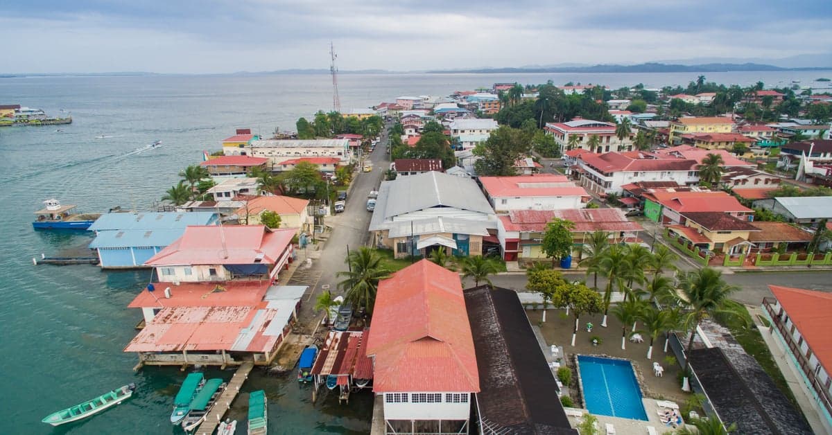 Buildings on stilts over the water in Bocas del Toro, Panama