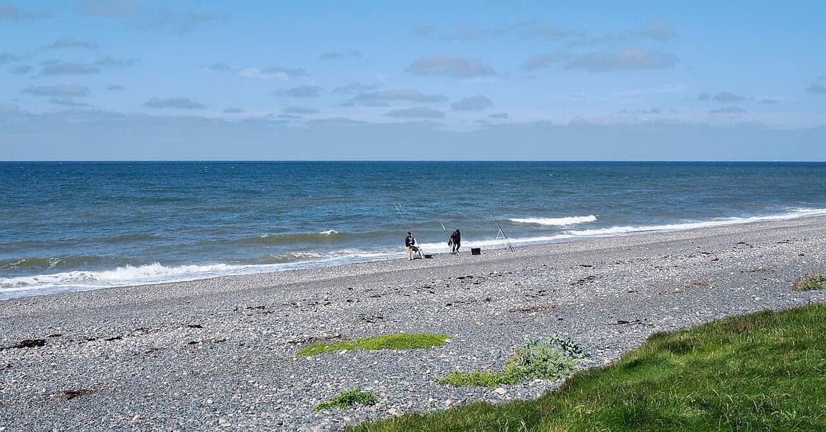 Fishing from the beach near Silecroft, Cumbria