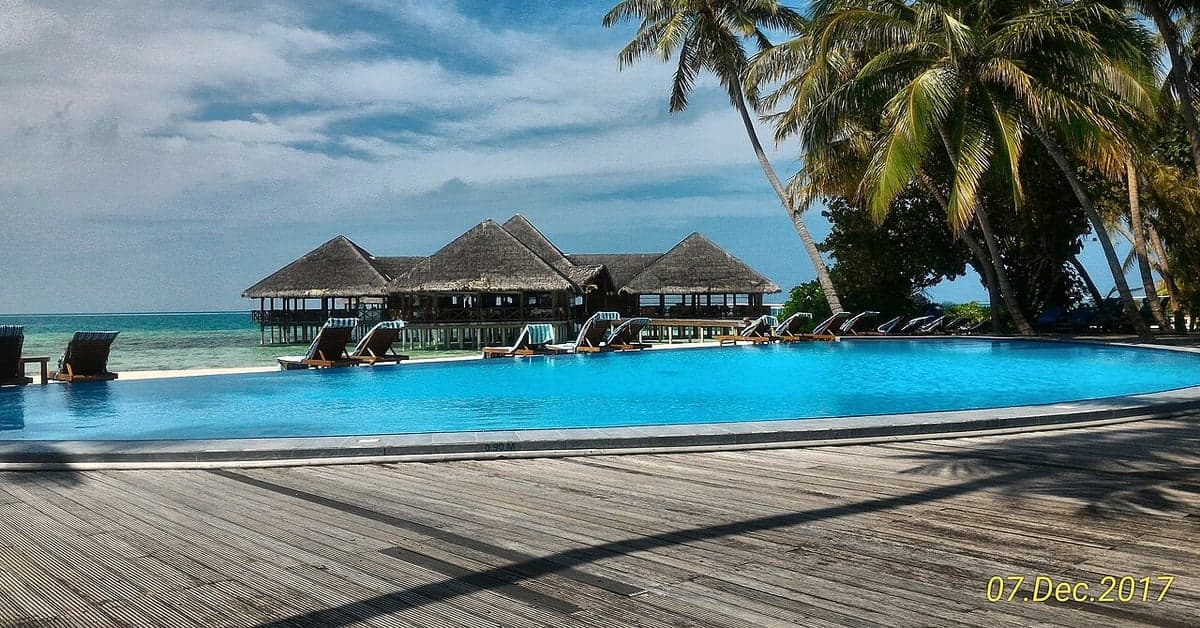 Swimming pool at Medhufushi Island Resort, Maldives