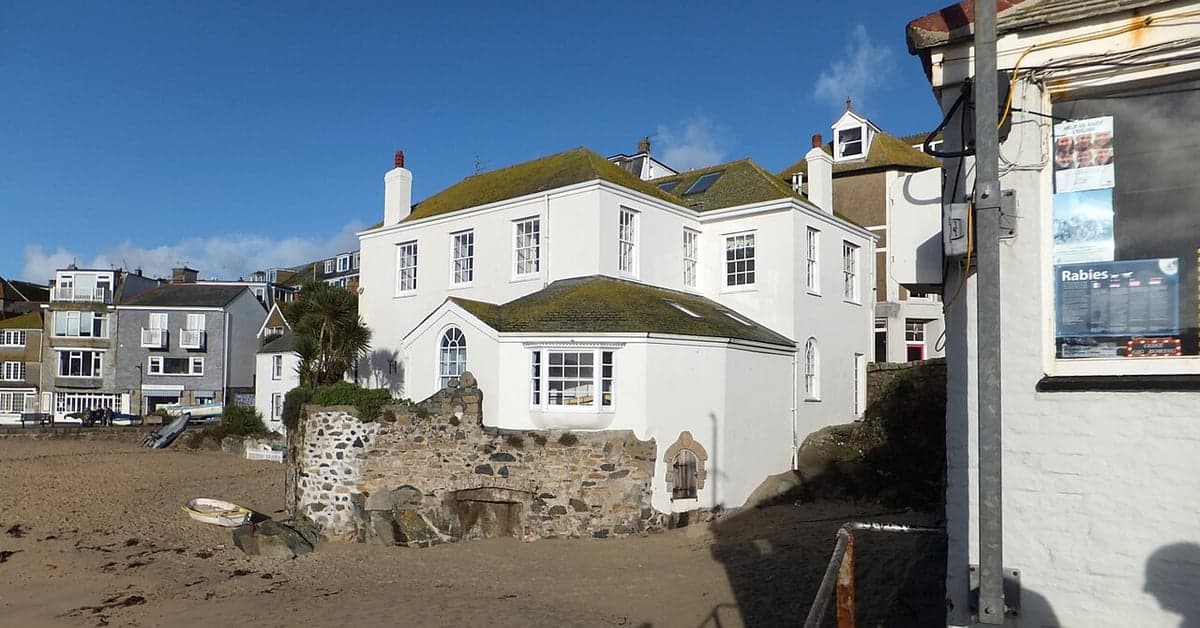 Beachfront houses on St Ives harbour, Cornwall