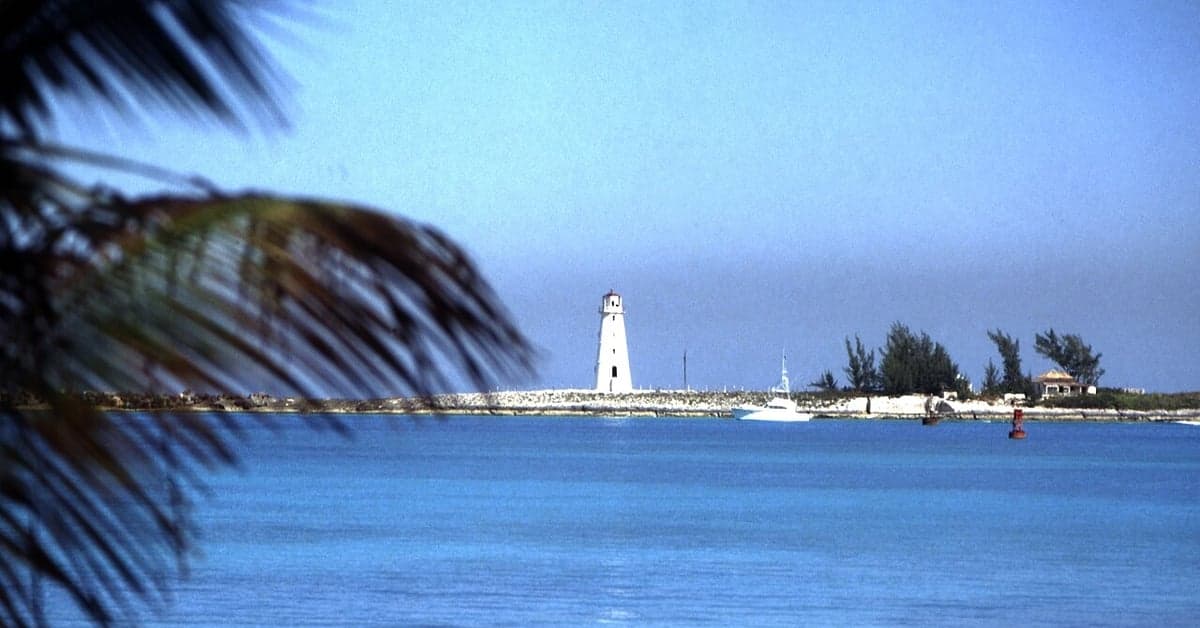 Paradise Island lighthouse at the entrance to Nassau Harbour
