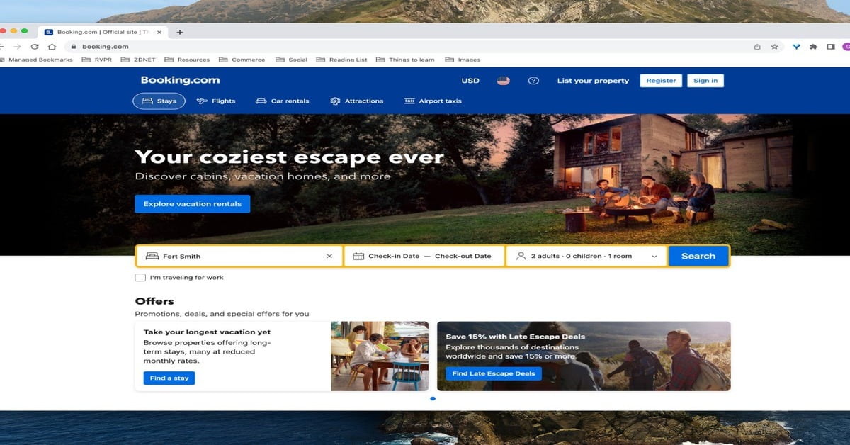 Booking.com search interface showing worldwide accommodation options