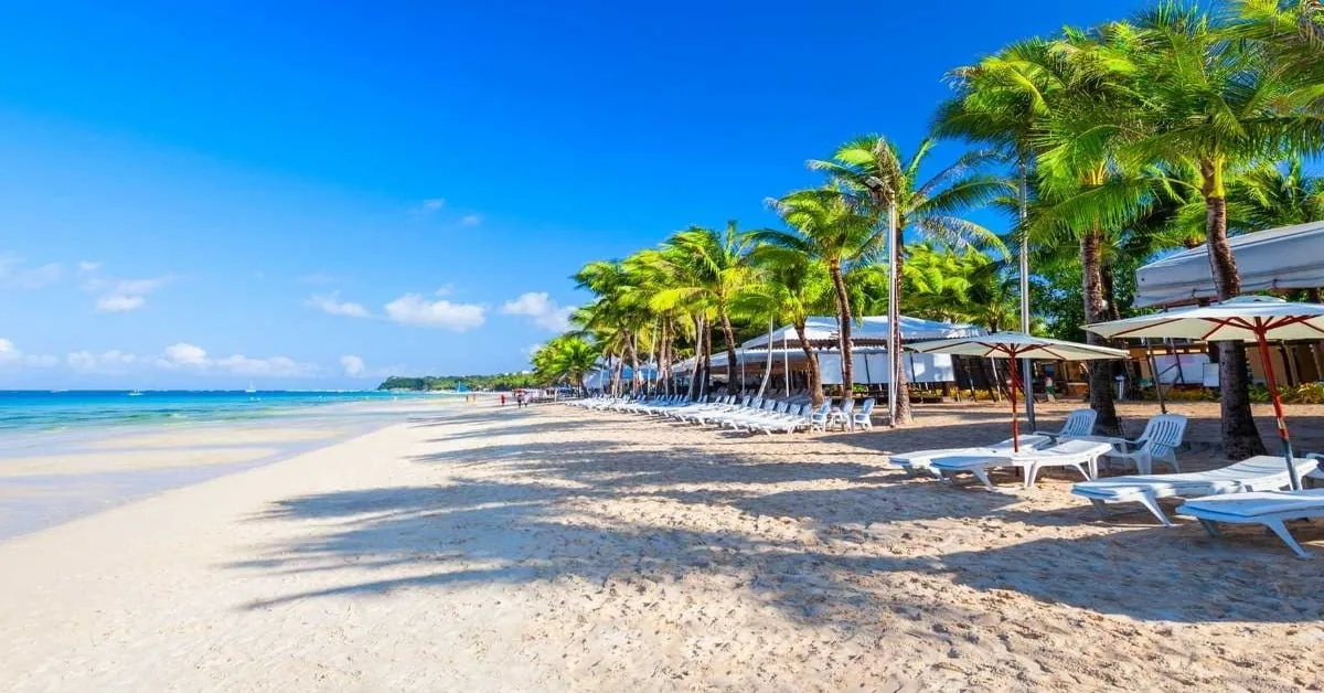 White Beach Resort on the famous white sands of Boracay, Philippines