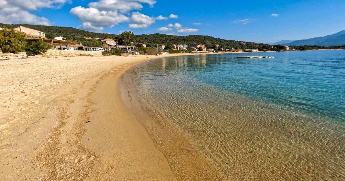 Porto Pollo beach in northern Sardinia, a popular windsurfing and kitesurfing destination with steady winds