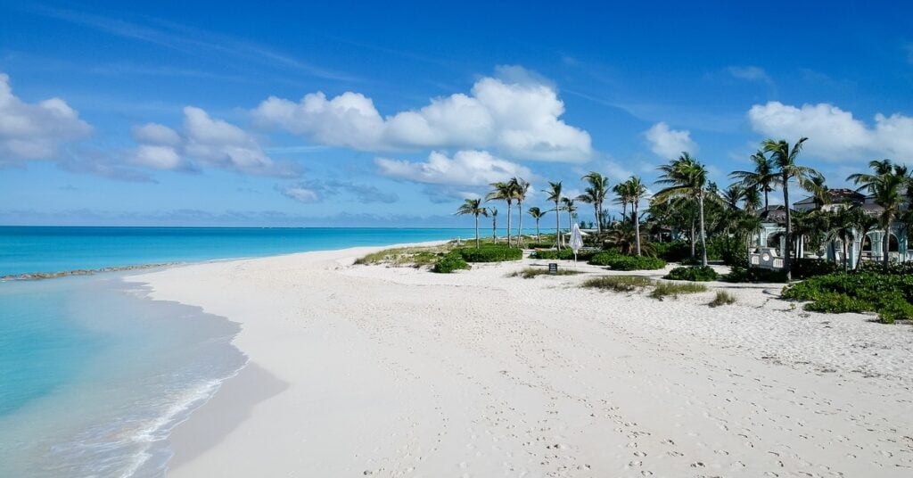 Grace Bay beach in Turks and Caicos with crystal-clear water