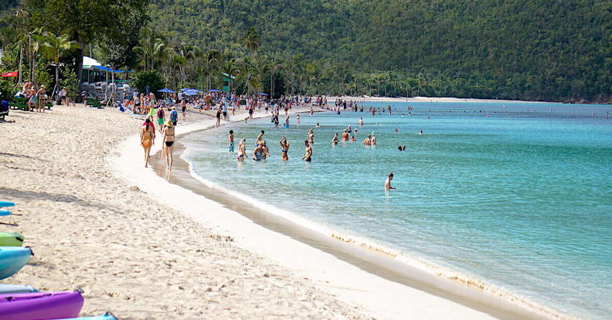 Magens Bay beach in St. Thomas with calm turquoise waters