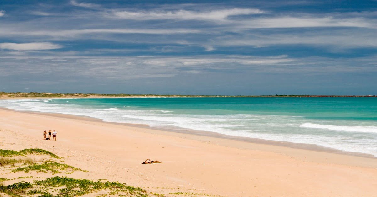 South Beach in Miami with Art Deco buildings and golden sand