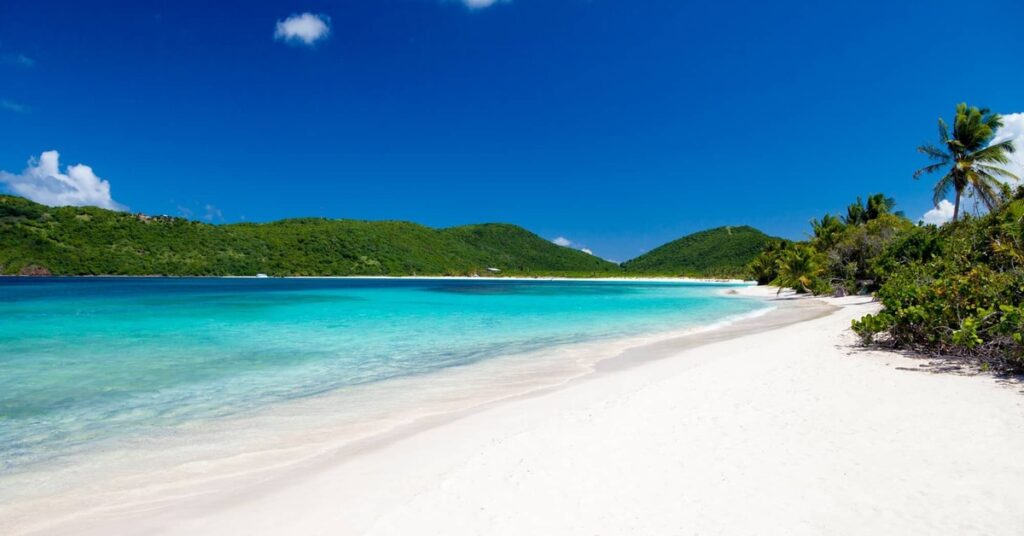 Maundays Bay in Anguilla with a crescent of white sand