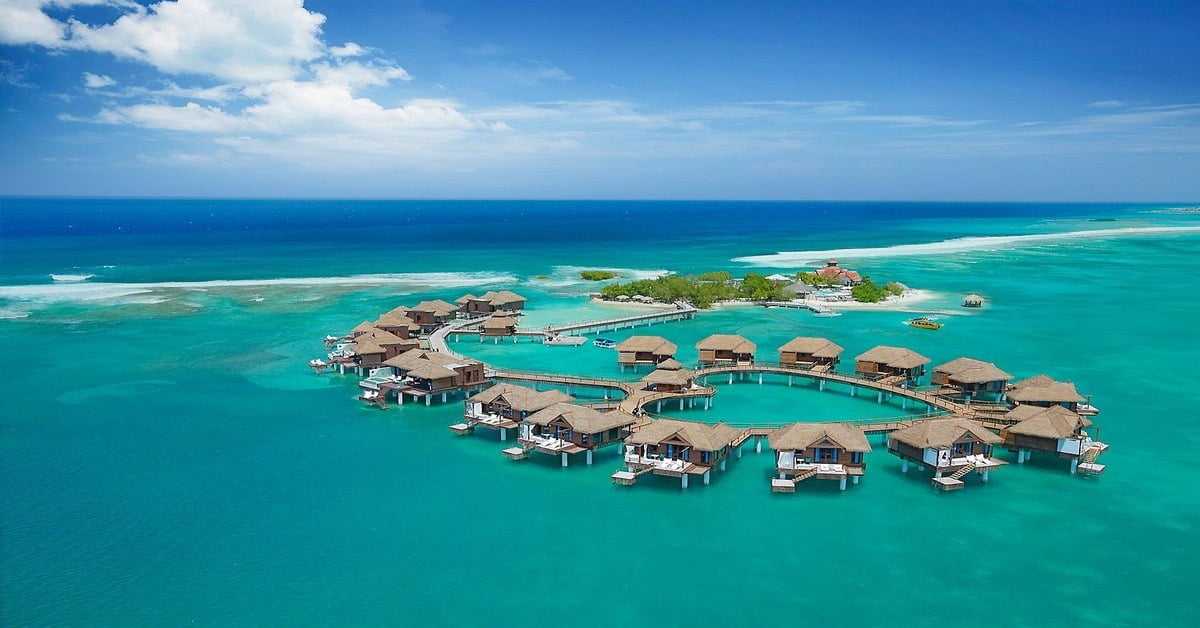 Sandals Royal Caribbean Resort and Private Island in Montego Bay with Thai-style overwater villas and tropical gardens