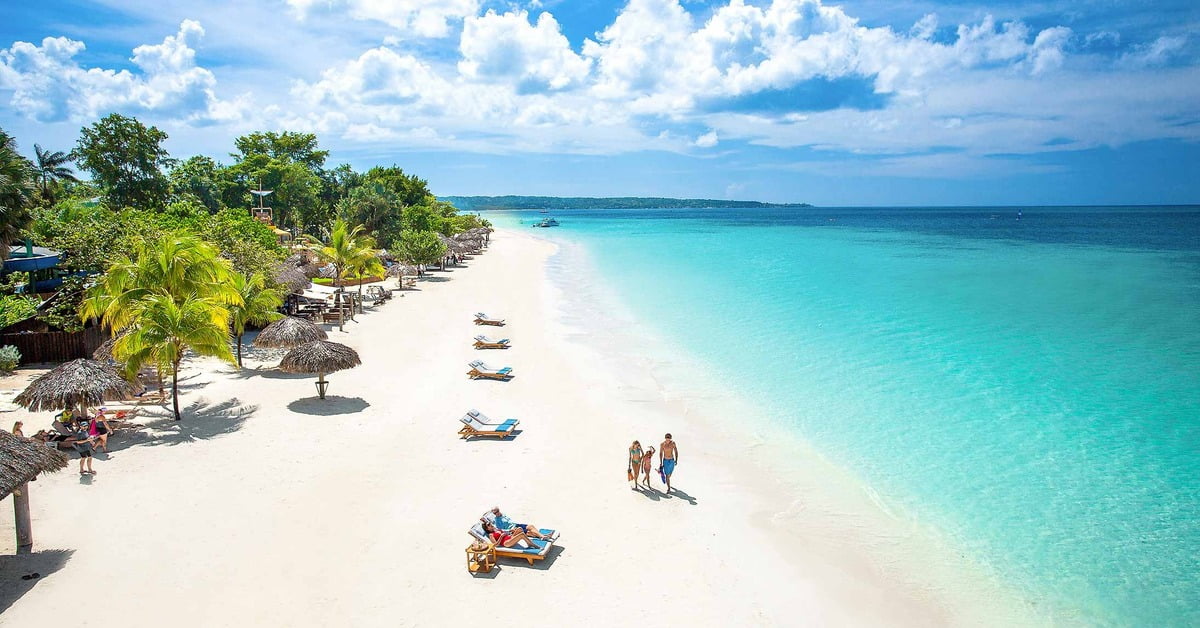 Beaches Negril Resort and Spa on Seven Mile Beach with waterpark slides and white sand beach