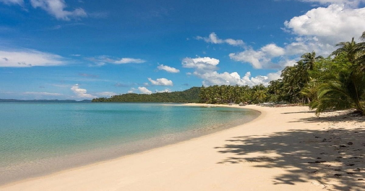 Famous White Beach in Boracay, Philippines with powder-fine white sand
