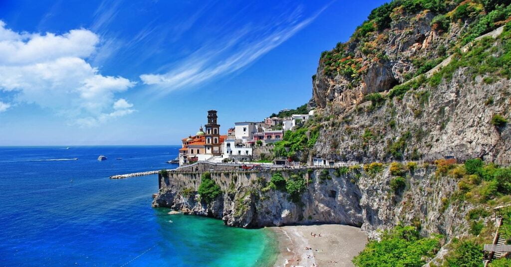 Scenic coastal view from Ravello on the Amalfi Coast, Italy
