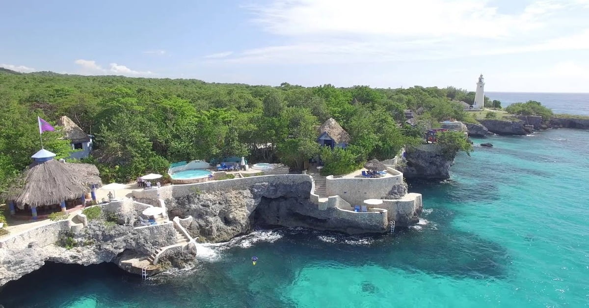 The Caves boutique resort perched on limestone cliffs overlooking the Caribbean in Negril