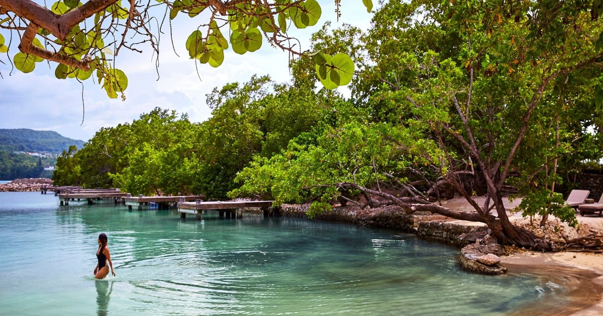 GoldenEye resort in Oracabessa with private lagoon and lush tropical gardens