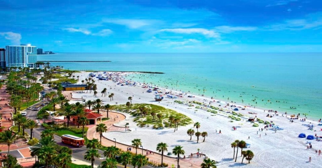 Clearwater Beach with its pristine white sand and crystal-clear Gulf waters